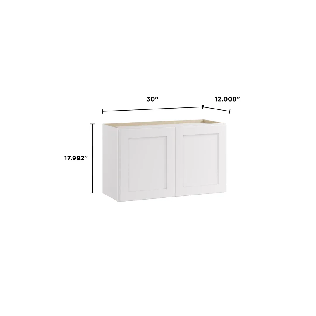 Whalen CLICK-IT Enfield 30-in W x 18-in H x 12-in D Classic White Birch Wall Ready To Assemble Plywood Cabinet (Raised Panel Shaker Door Style), photo 9 of 10