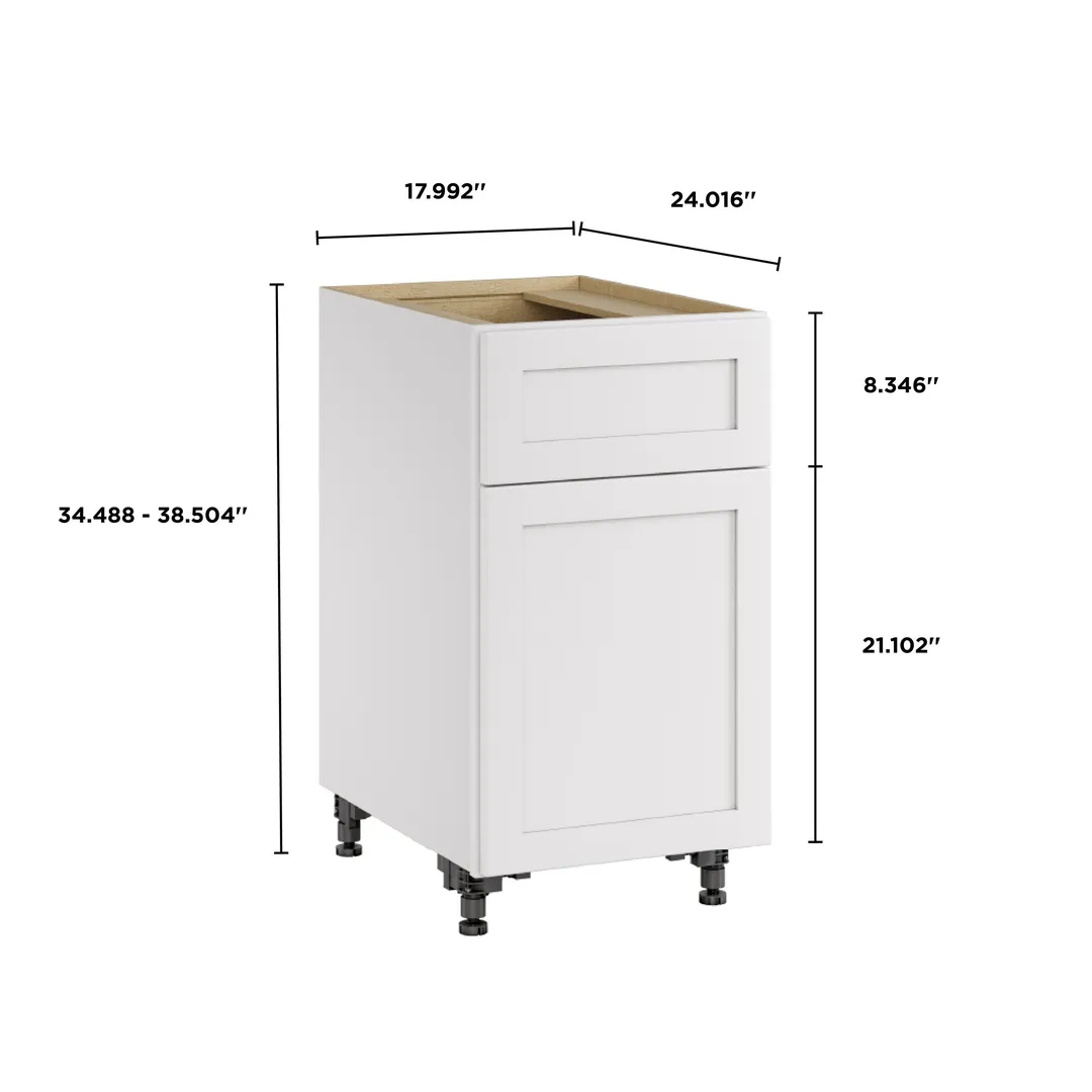 Whalen CLICK-IT Enfield 18-in W x 34.5-in H x 24-in D Classic White Birch 1-Drawer Base Ready To Assemble Plywood Cabinet (Raised Panel Shaker Style), photo 12 of 14