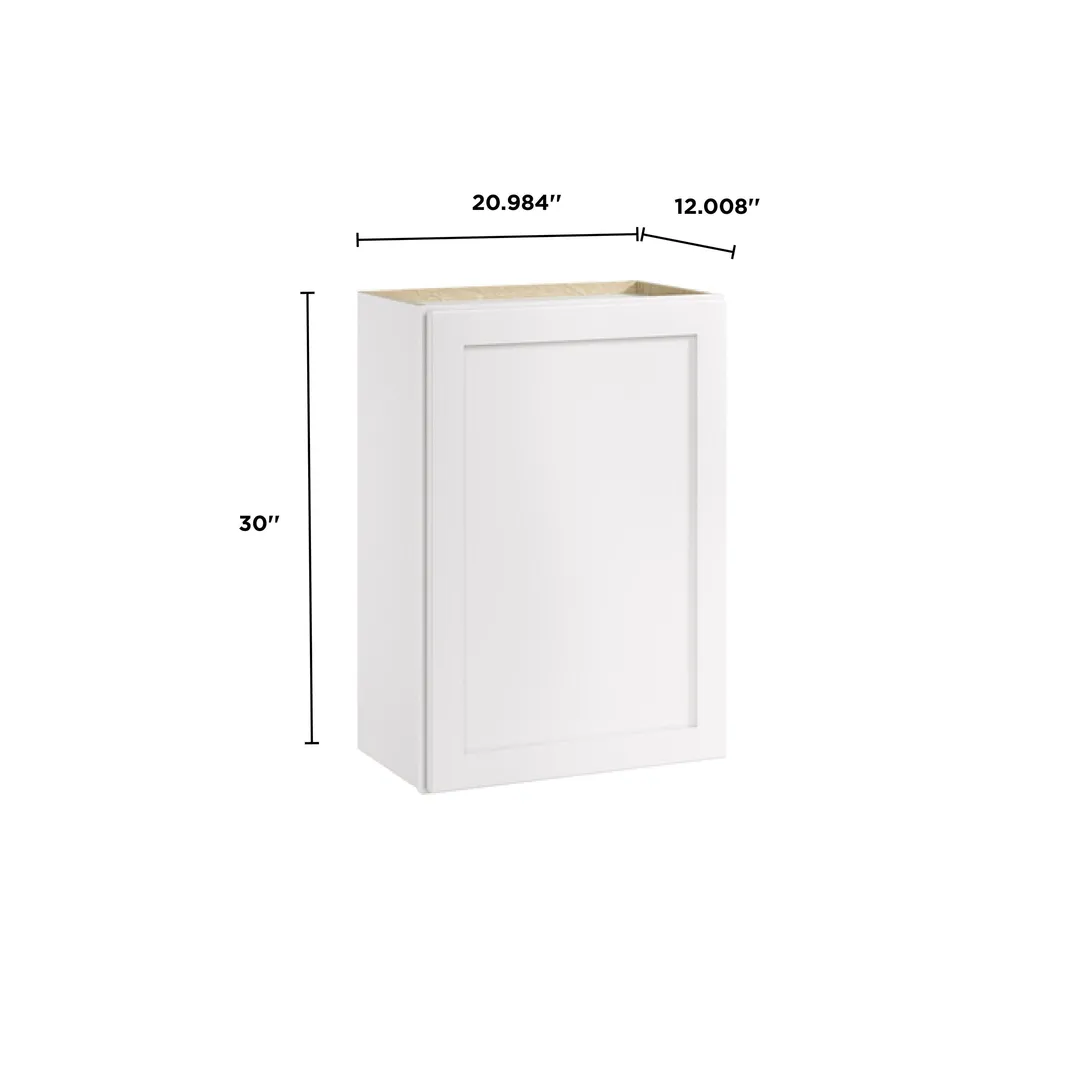 Whalen CLICK-IT Enfield 21-in W x 30-in H x 12-in D Classic White Birch Wall Ready To Assemble Plywood Cabinet (Raised Panel Shaker Door Style), photo 11 of 13