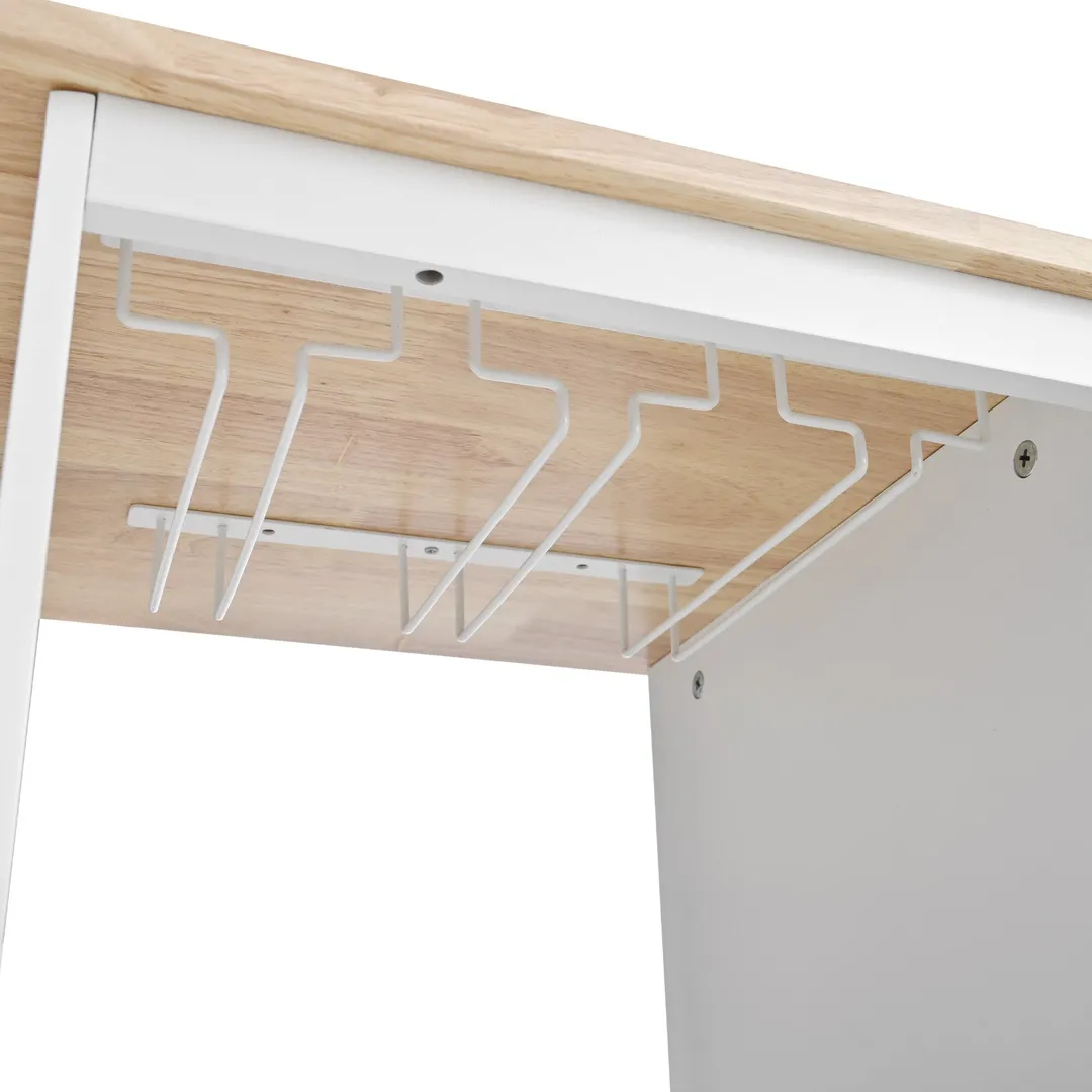 CESICIA White Wood Base with Wood Top Rolling Kitchen Island (17.5-in x 40-in x 33.7-in), photo 7 of 20