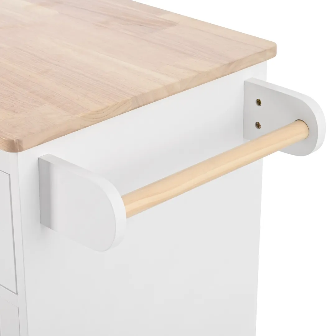 CESICIA White Wood Base with Wood Top Rolling Kitchen Island (17.5-in x 40-in x 33.7-in), photo 16 of 20