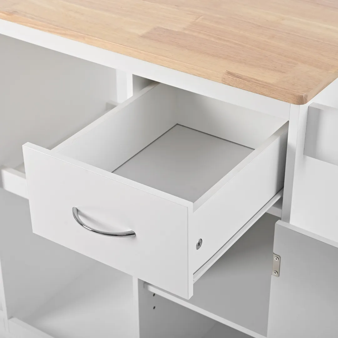 CESICIA White Wood Base with Wood Top Rolling Kitchen Island (17.5-in x 40-in x 33.7-in), photo 19 of 20