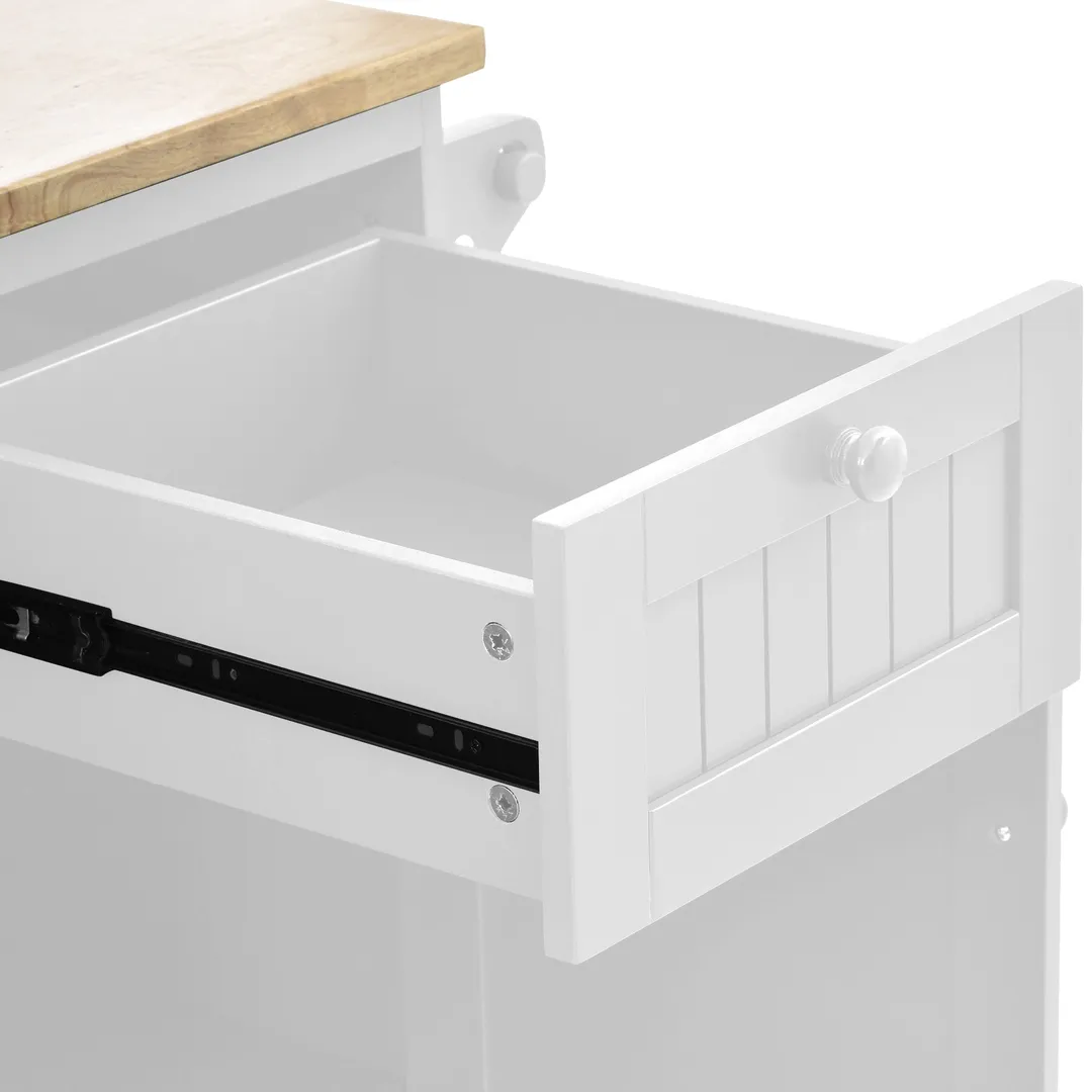CESICIA White Wood Base with Wood Top Rolling Kitchen Island (18.1-in x 50.8-in x 36.2-in), photo 16 of 16