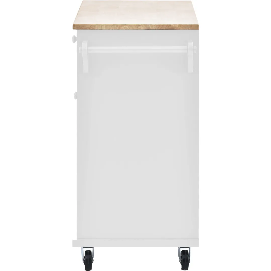 CESICIA White Wood Base with Wood Top Rolling Kitchen Island (18.1-in x 50.8-in x 36.2-in), photo 9 of 16