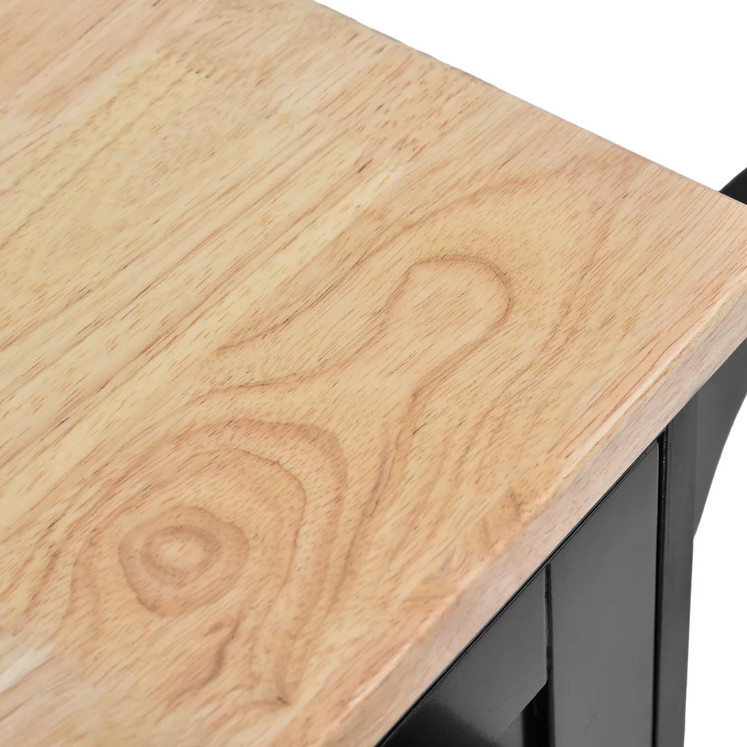 CESICIA Black Wood Base with Wood Top Rolling Kitchen Island (18.1-in x 50.8-in x 36.2-in), photo 17 of 20