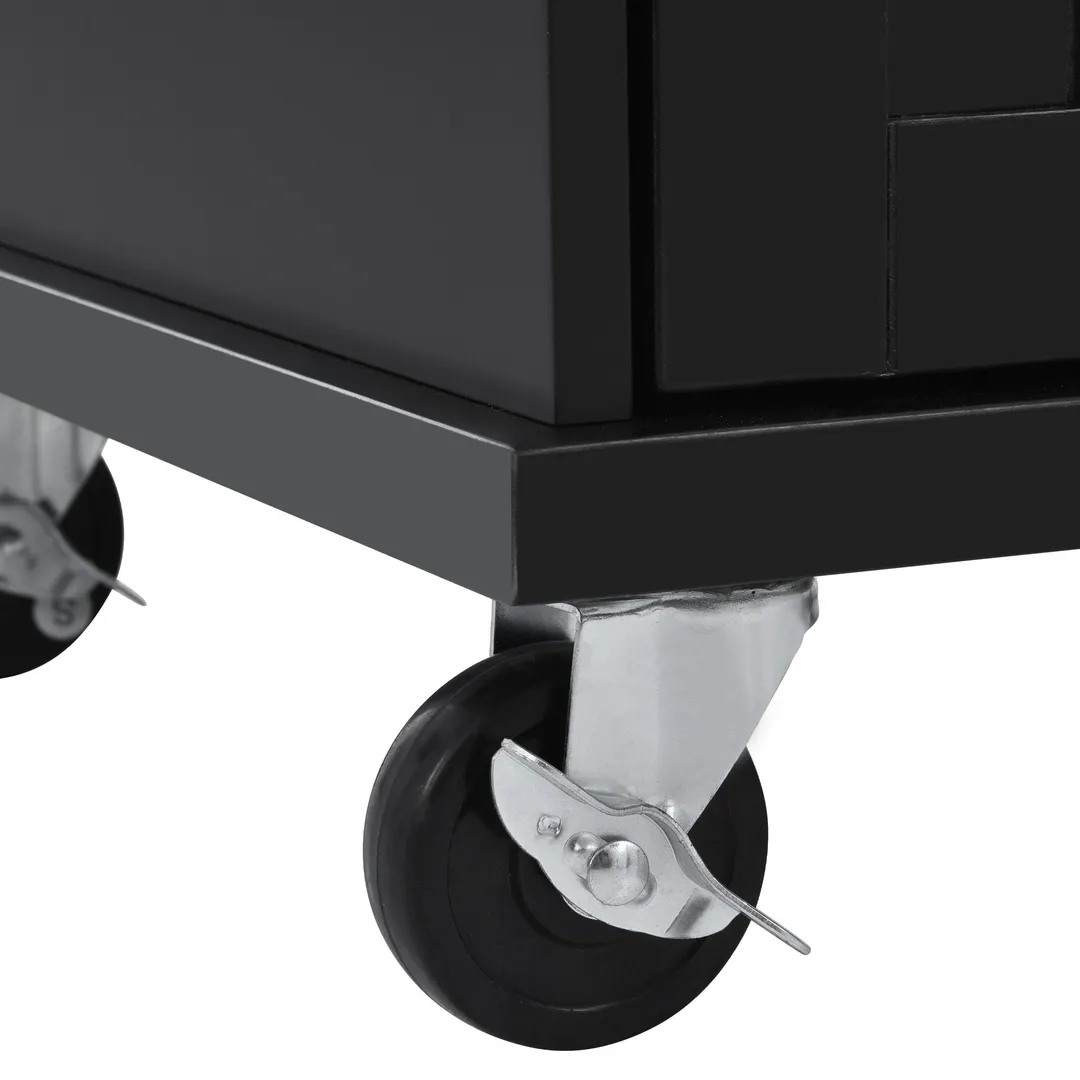 CESICIA Black Wood Base with Wood Top Rolling Kitchen Island (18.1-in x 50.8-in x 36.2-in), photo 11 of 20