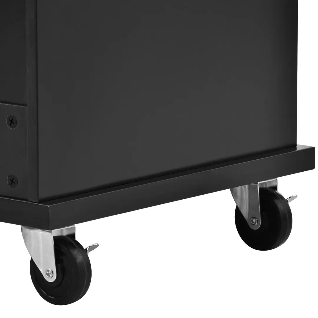 CESICIA Black Wood Base with Wood Top Rolling Kitchen Island (18.1-in x 50.8-in x 36.2-in), photo 13 of 20