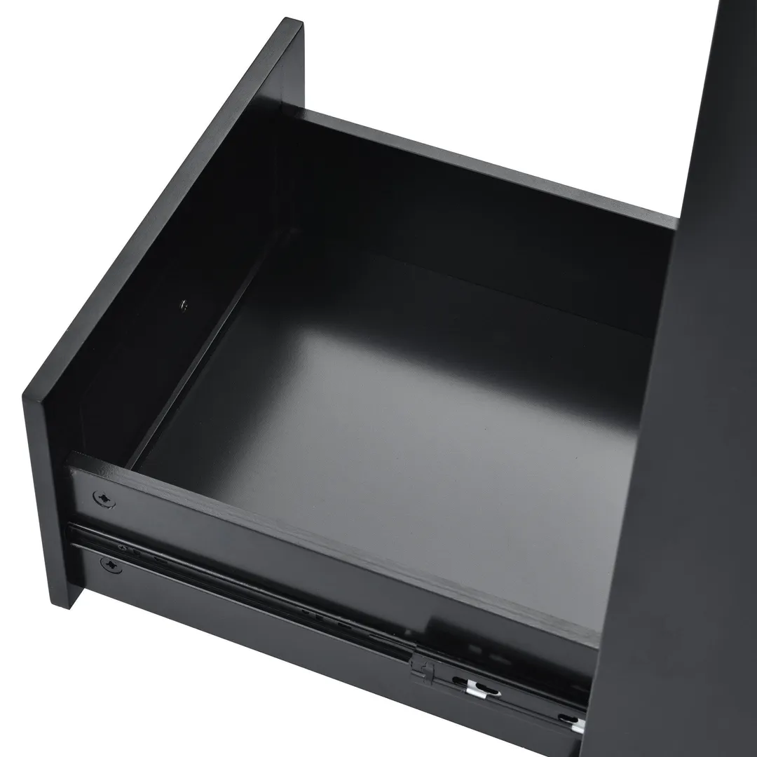 CESICIA Black Wood Base with Wood Top Rolling Kitchen Island (18.1-in x 52.8-in x 36.2-in), photo 13 of 17