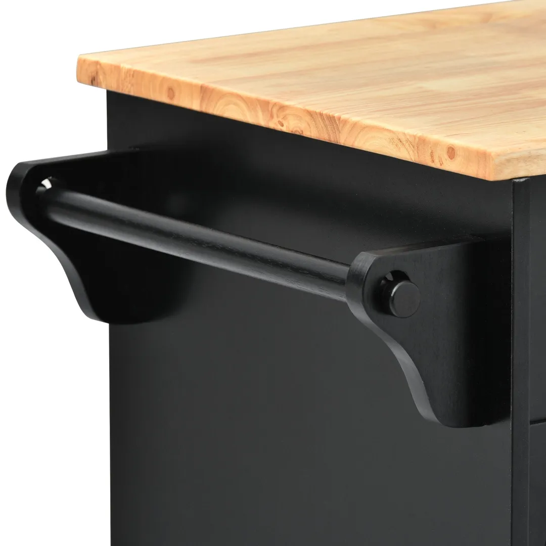 CESICIA Black Wood Base with Wood Top Rolling Kitchen Island (18.1-in x 52.8-in x 36.2-in), photo 17 of 17