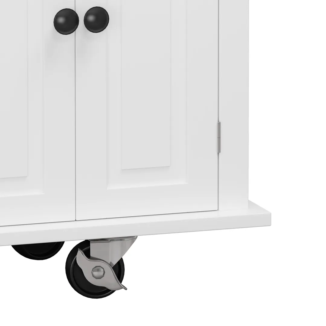 CESICIA White Wood Base with Wood Top Rolling Kitchen Island (17.5-in x 43.7-in x 32.5-in), photo 20 of 20