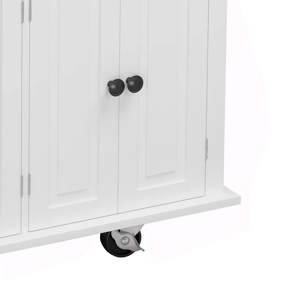 CESICIA White Wood Base with Wood Top Rolling Kitchen Island (17.5-in x 43.7-in x 32.5-in), photo 15 of 20