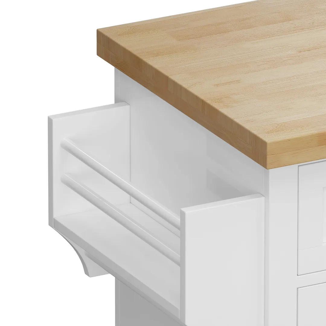 CESICIA White Wood Base with Wood Top Rolling Kitchen Island (17.5-in x 43.7-in x 32.5-in), photo 19 of 20