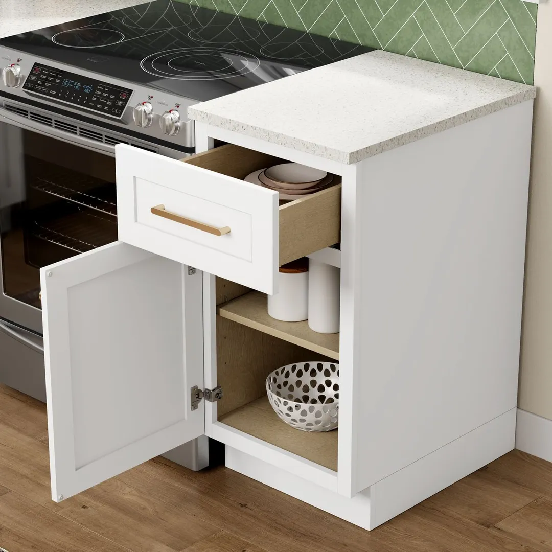 Whalen CLICK-IT Enfield 18-in W x 34.5-in H x 24-in D Classic White Birch 1-Drawer Base Ready To Assemble Plywood Cabinet (Raised Panel Shaker Style), photo 7 of 14