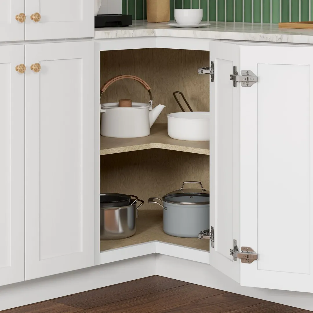 Whalen CLICK-IT Enfield 36-in W x 34.5-in H x 36-in D Classic White Birch Lazy Susan Corner Base Ready To Assemble Plywood Cabinet (Raised Panel Shaker Style), photo 7 of 12