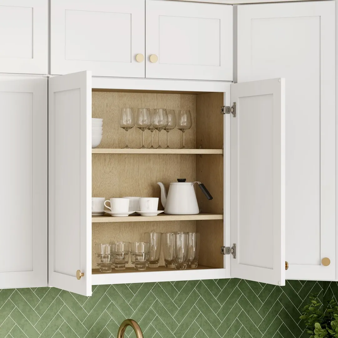 Whalen CLICK-IT Enfield 30-in W x 30-in H x 12-in D Classic White Birch Wall Ready To Assemble Plywood Cabinet (Raised Panel Shaker Door Style), photo 7 of 14