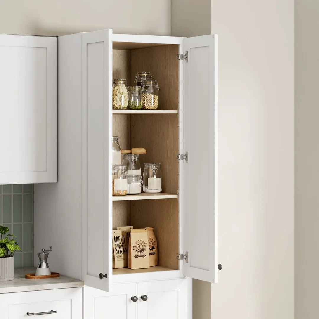 Whalen CLICK-IT Enfield 24-in W x 49.5-in H x 24-in D Classic White Birch Pantry Ready To Assemble Plywood Cabinet (Raised Panel Shaker Door Style), photo 7 of 16