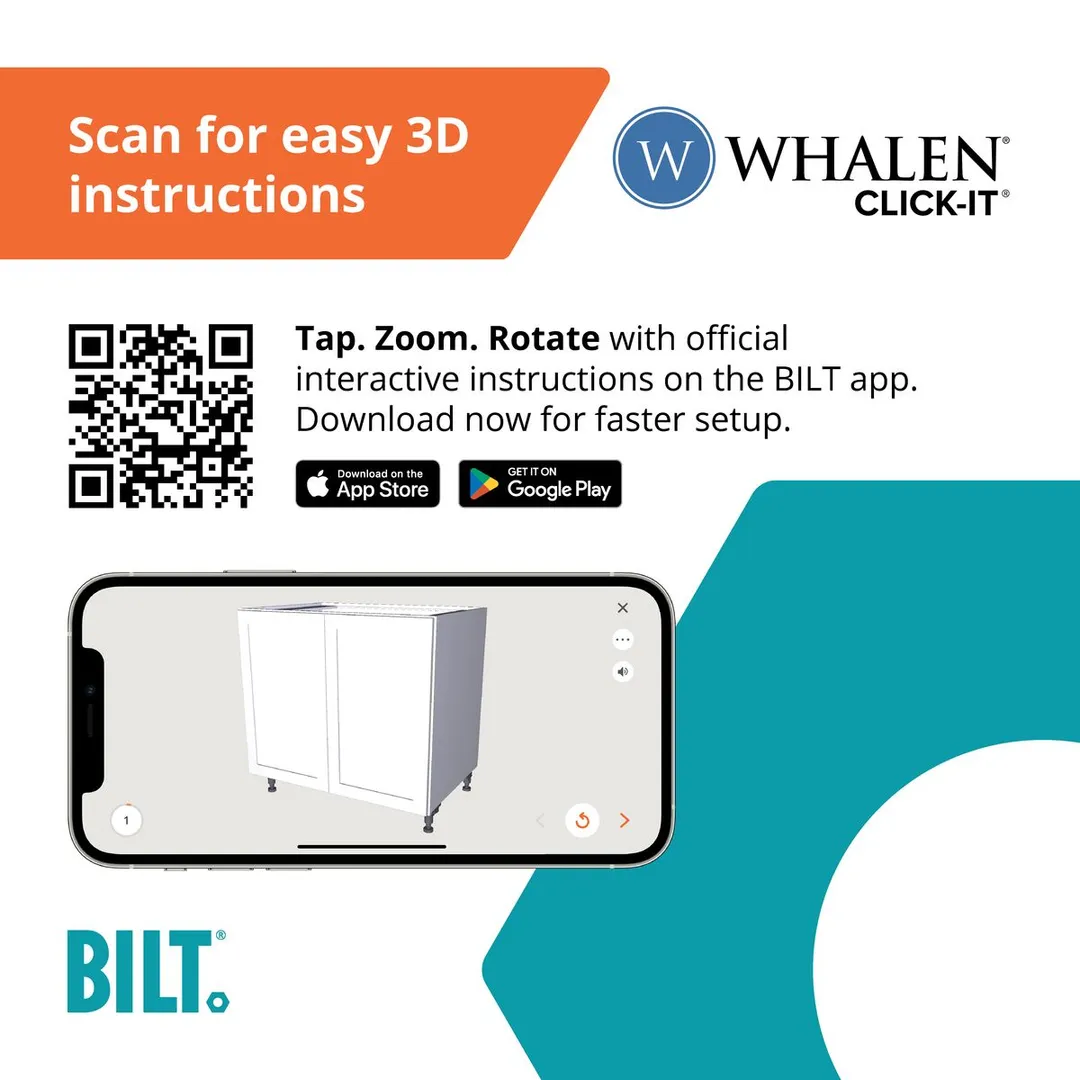Whalen CLICK-IT Enfield 15-in W x 34.5-in H x 24-in D Classic White Birch Base Ready To Assemble Plywood Cabinet (Raised Panel Shaker Door Style), photo 10 of 10