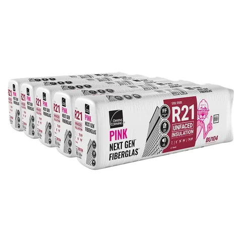 R-21 Unfaced Fiberglass Insulation Batts, 6 × 16 × 96 in