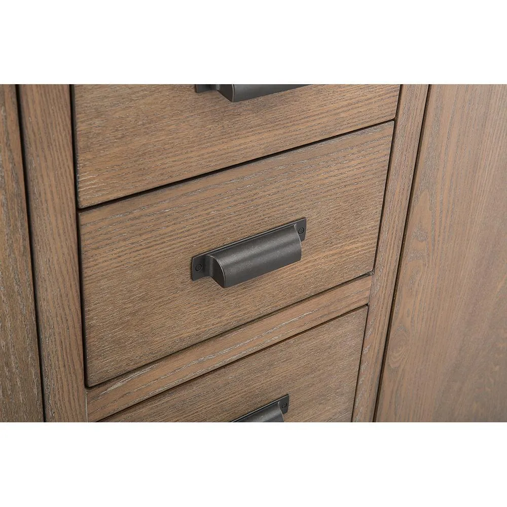 Brisbane 61 in. W x 22 in. D Double Bath Vanity in Weathered Grey Oak with Natural Marble Vanity Top in White, photo 7 of 11