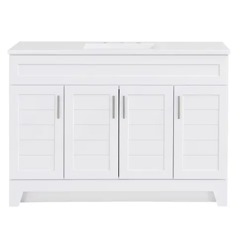 Kirkman 48-in White Single Sink Bathroom Vanity with White Cultured Marble Top