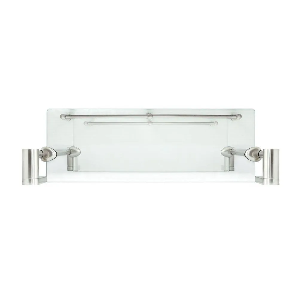 MODONA Oval 14.75 in. W Double Glass Wall Shelf with Pre-Installed Rails in Satin Nickel, photo 5 of 8