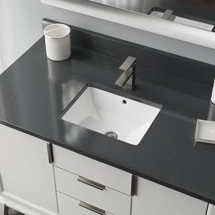 Rene 18.25 in. Undermount Bathroom Sink in White with Pop-Up Drain in Brushed Nickel, photo 3 of 4