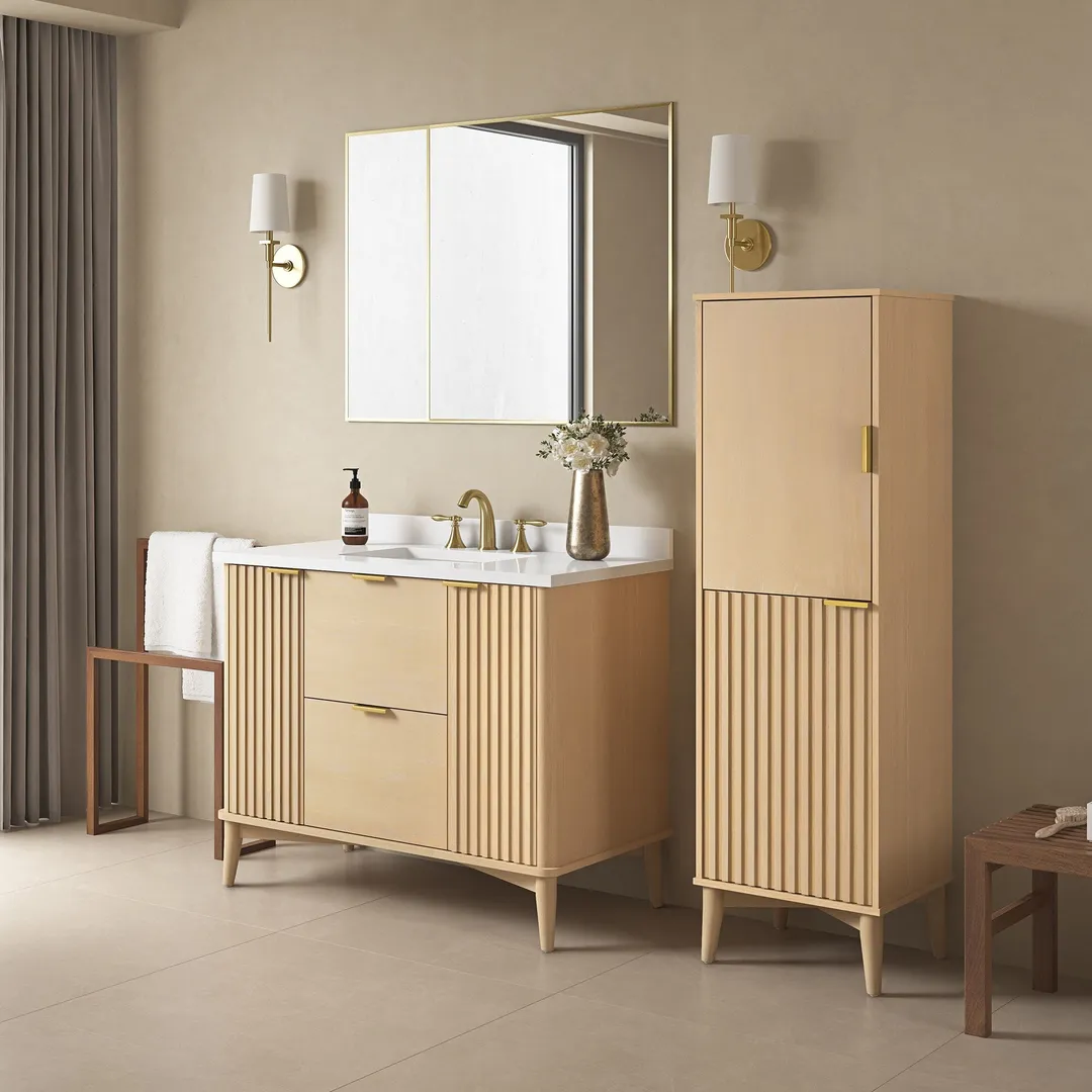 OVE Decors Gabi 17.99-in x 60-in x 15.98-in Rustic Ash Wood Freestanding Soft Close Linen Cabinet, photo 13 of 15