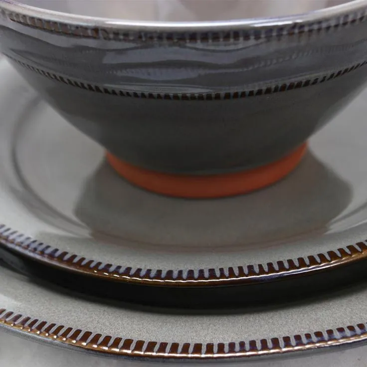 Terranea 12-Piece Rustic Grey Earthenware Dinnerware Set (Service for 4), photo 2 of 6