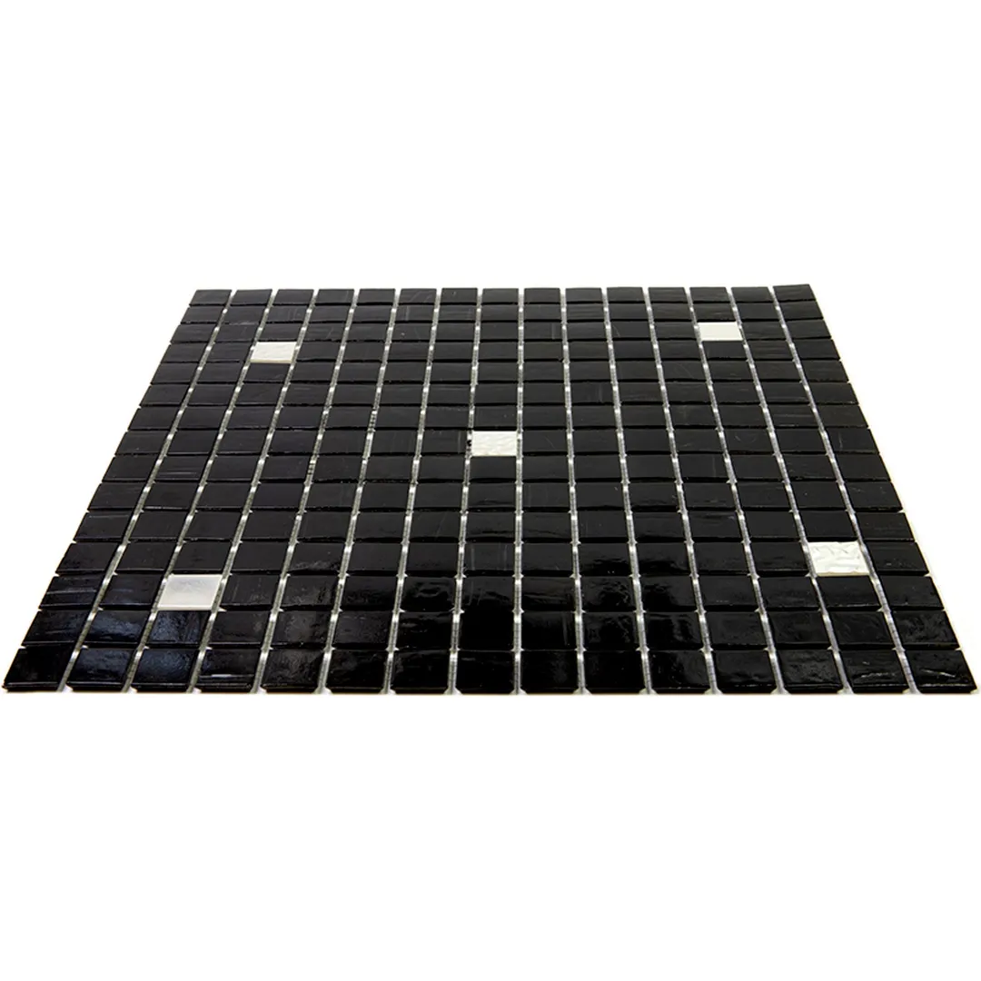 Apollo Tile Mingles Black and White 12-in x 12-in Glossy Glass Uniform Squares Floor and Wall Tile (20-sq. ft/ Carton), photo 6 of 8