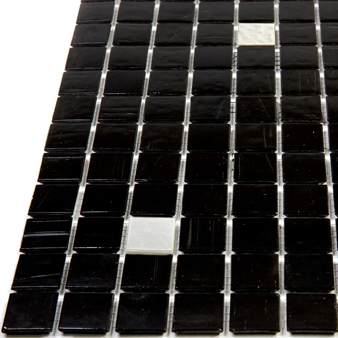 Apollo Tile Mingles Black and White 12-in x 12-in Glossy Glass Uniform Squares Floor and Wall Tile (20-sq. ft/ Carton), photo 3 of 8