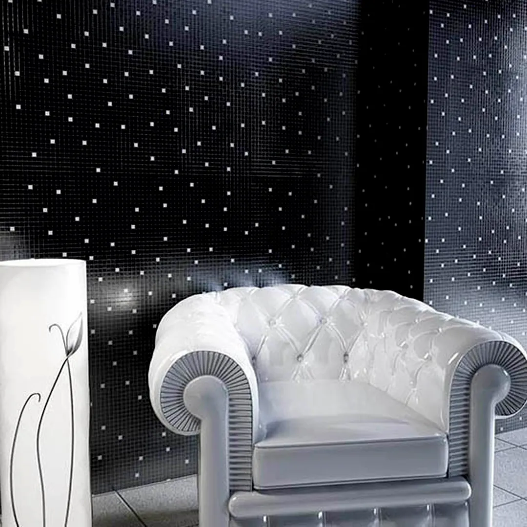Apollo Tile Mingles Black and White 12-in x 12-in Glossy Glass Uniform Squares Floor and Wall Tile (20-sq. ft/ Carton), photo 8 of 8