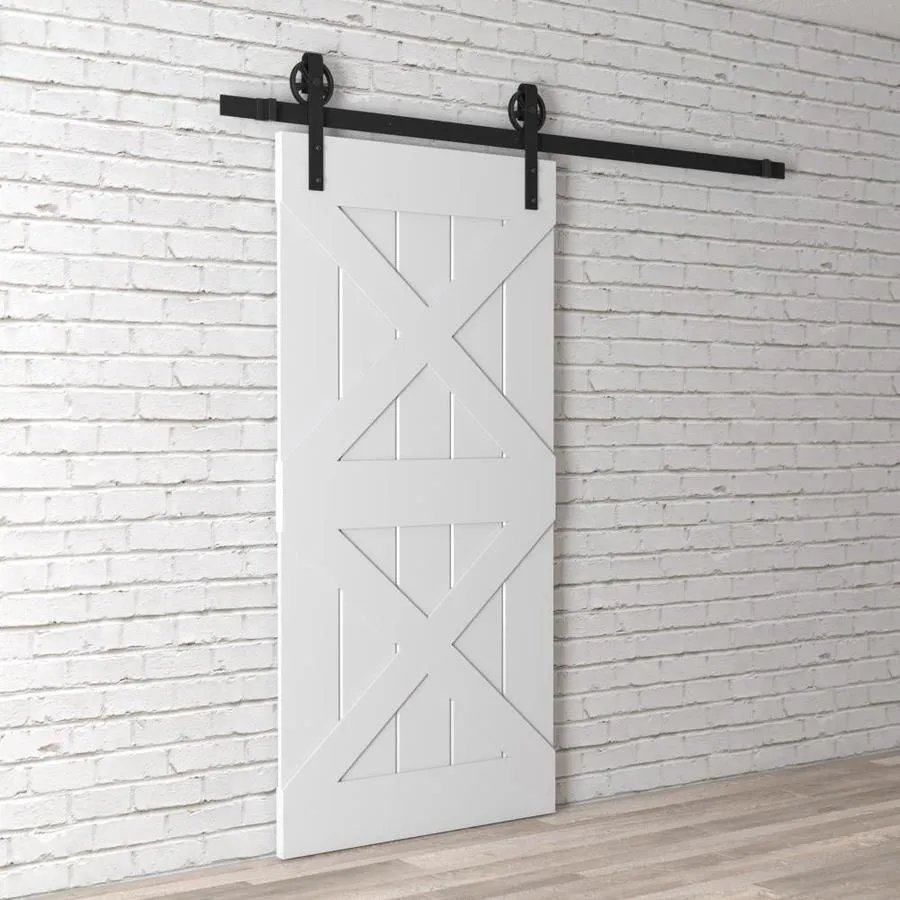 Urban Woodcraft 40-in x 83-in Painted Grey Crossbuck Prefinished Pine MDF Single Barn Door (Hardware Included), photo 2 of 6