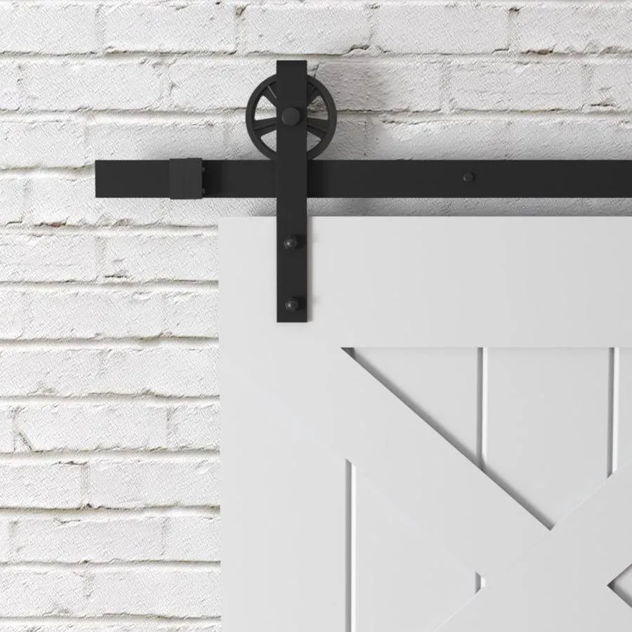 Urban Woodcraft 40-in x 83-in Painted Grey Crossbuck Prefinished Pine MDF Single Barn Door (Hardware Included), photo 3 of 6