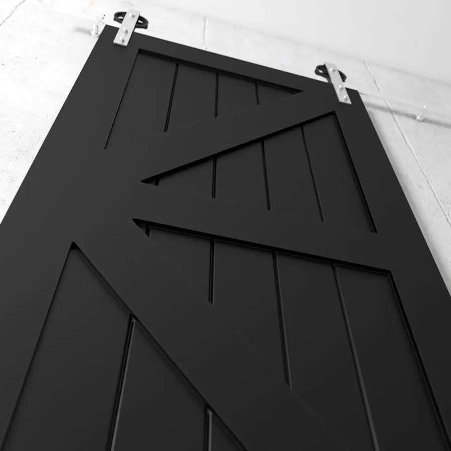 Urban Woodcraft 40-in x 83-in Painted Espresso K-frame Prefinished Pine MDF Single Barn Door (Hardware Included), photo 3 of 5