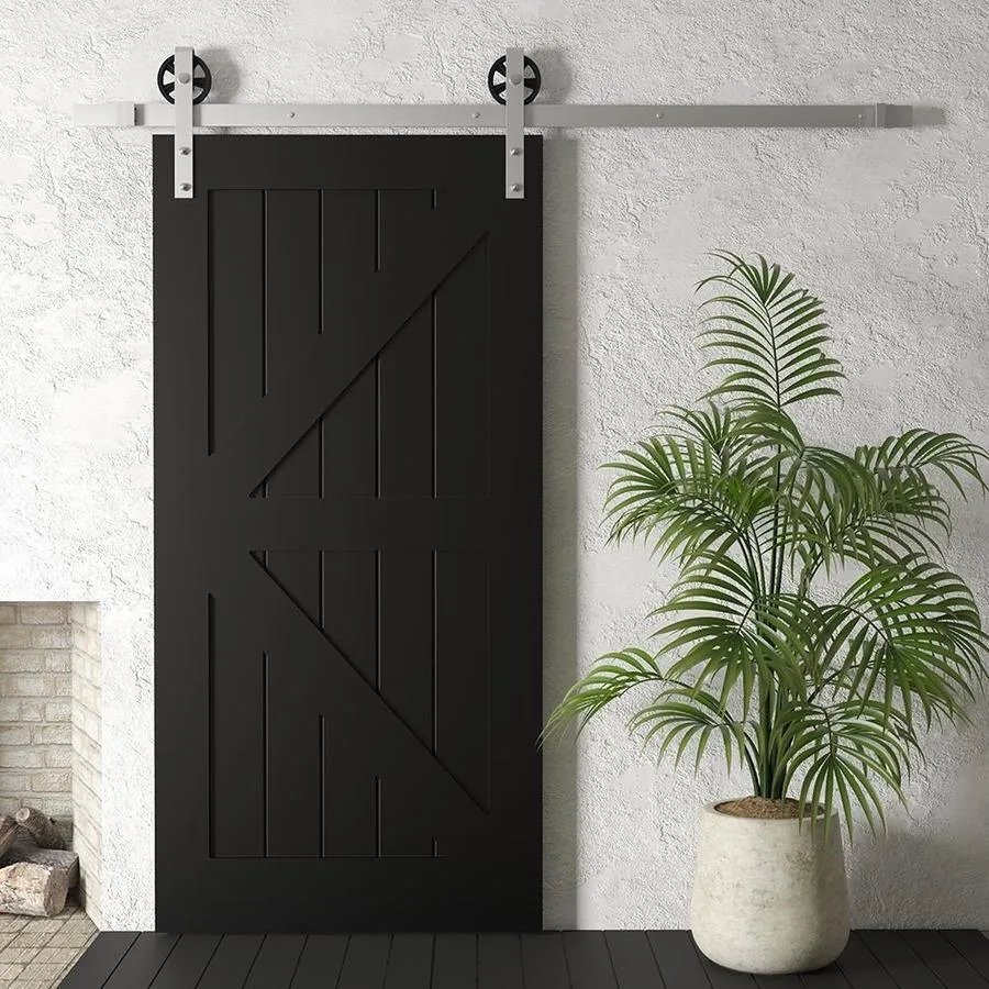 Urban Woodcraft 40-in x 83-in Painted Espresso K-frame Prefinished Pine MDF Single Barn Door (Hardware Included), photo 4 of 5