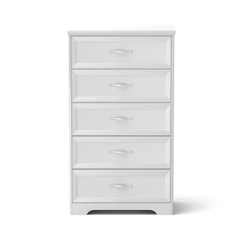 Traditional White Wood Accent Chest with Rattan Door Panels and Adjustable Shelves