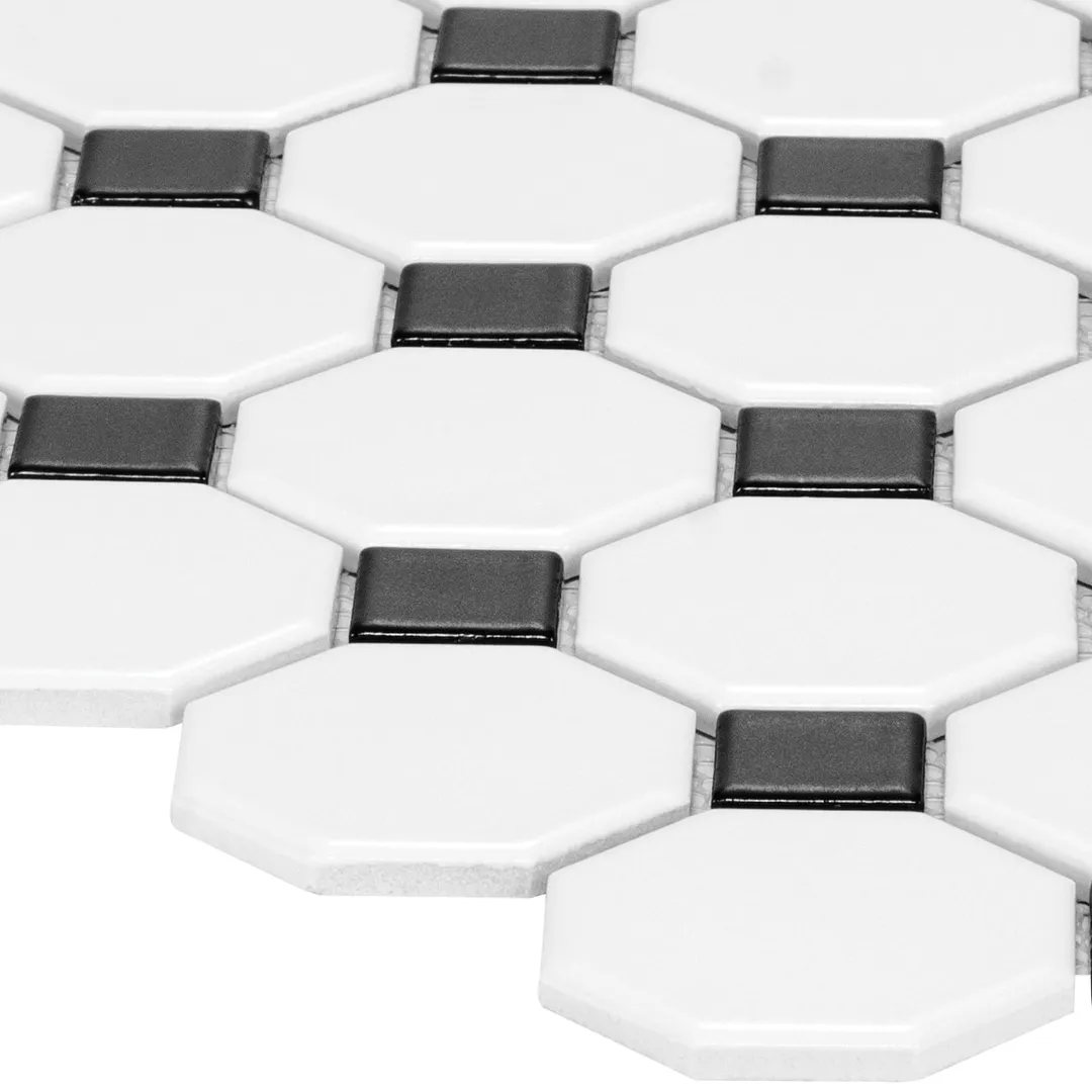 Satori Hudson Brilliant White and Black 12-in x 12-in Matte Porcelain Mosaic Floor and Wall Tile (0.91-sq. ft/ Piece), photo 8 of 9