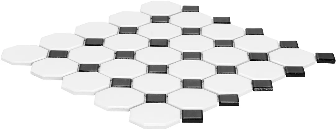 Satori Hudson Brilliant White and Black 12-in x 12-in Matte Porcelain Mosaic Floor and Wall Tile (0.91-sq. ft/ Piece), photo 7 of 9
