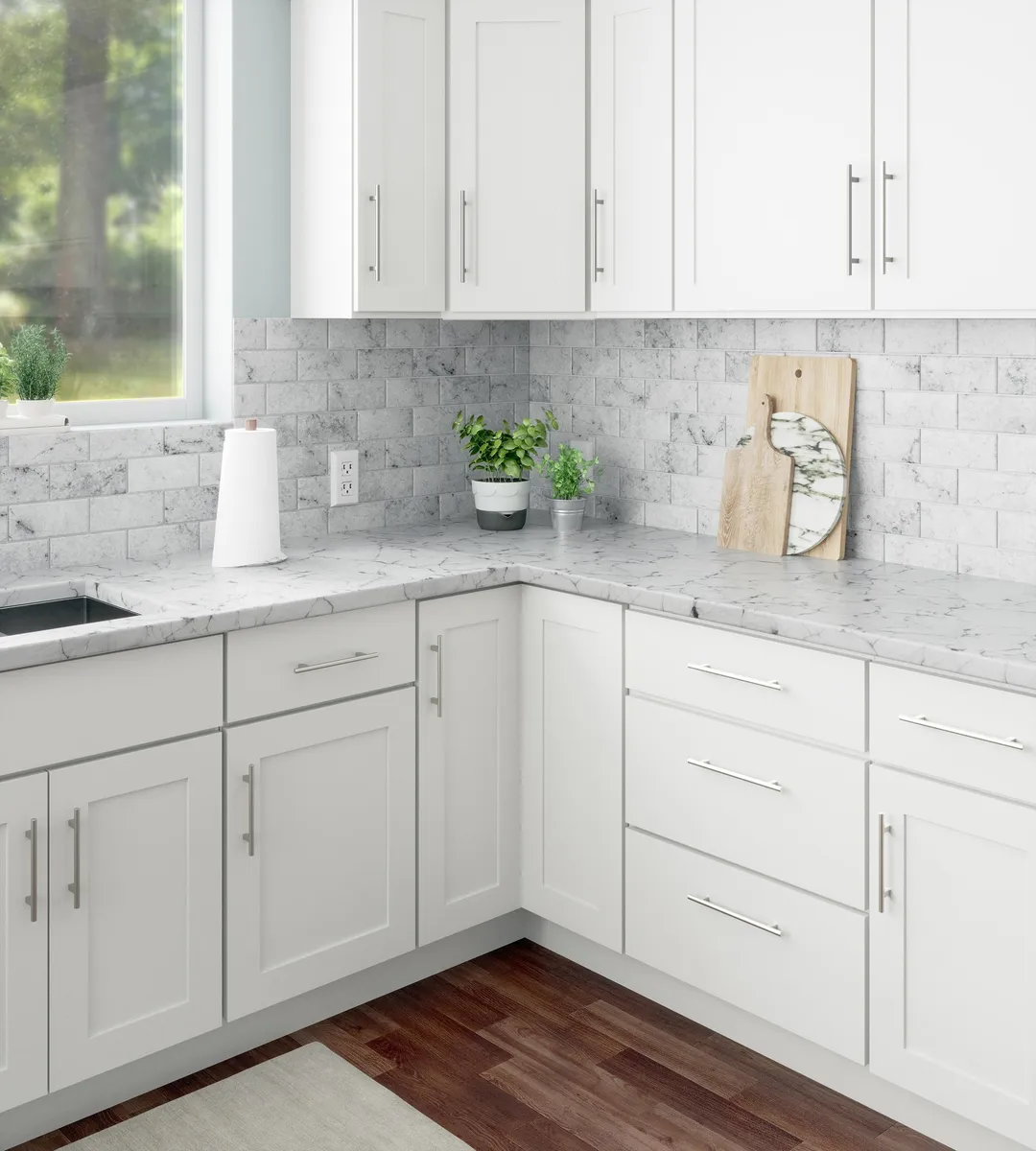 RELIABILT Fairplay 36-in W x 34.5-in H x 24-in D White Blind 1-Drawer Corner Base Ready To Assemble Plywood Cabinet (Recessed Panel Shaker Style), photo 7 of 20