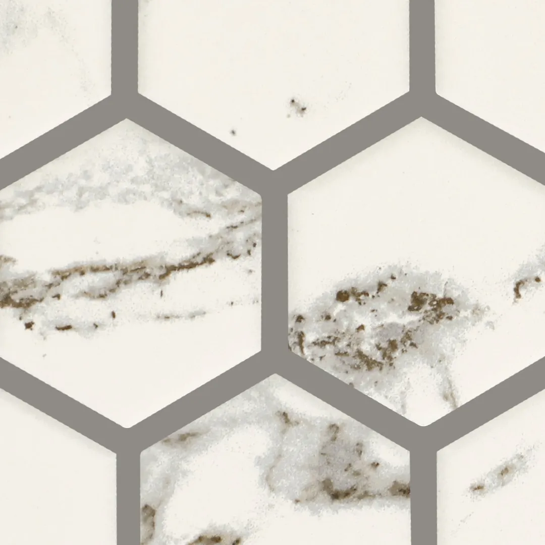 American Olean Marble Manor Calacatta 10-in x 12-in Matte Ceramic Hexagon Marble-Look Floor and Wall Tile (Mesh-Mounted Mosaic), photo 10 of 10