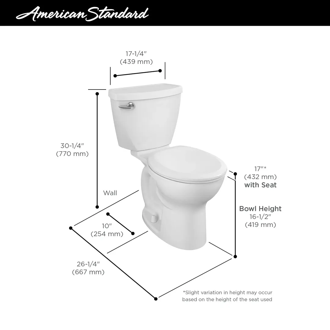 American Standard Cadet 3 White Round Chair-Height 2-Piece Toilet, 10-in Rough-In (ADA Compliant), photo 12 of 14