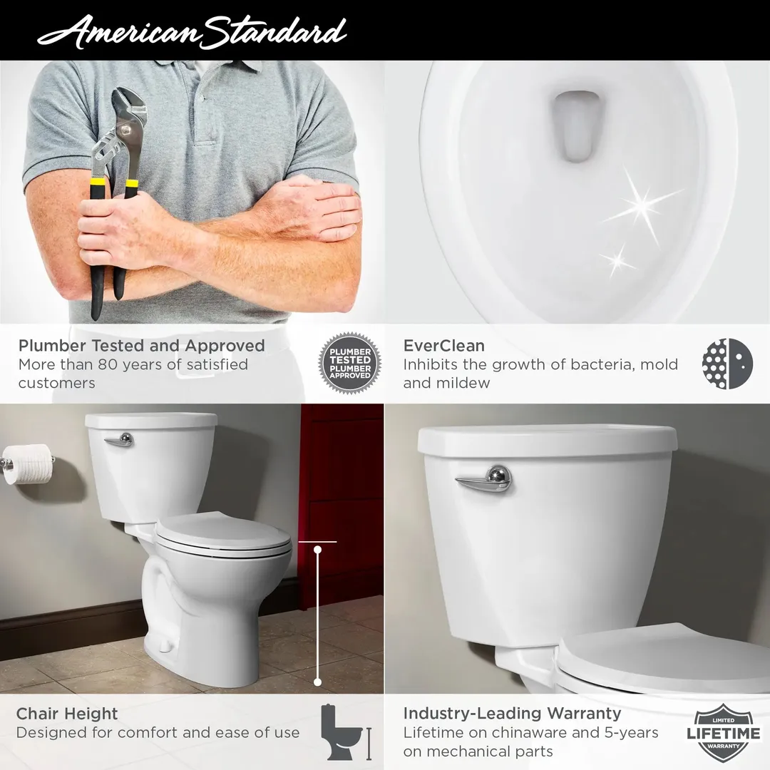 American Standard Cadet 3 White Round Chair-Height 2-Piece Toilet, 10-in Rough-In (ADA Compliant), photo 14 of 14