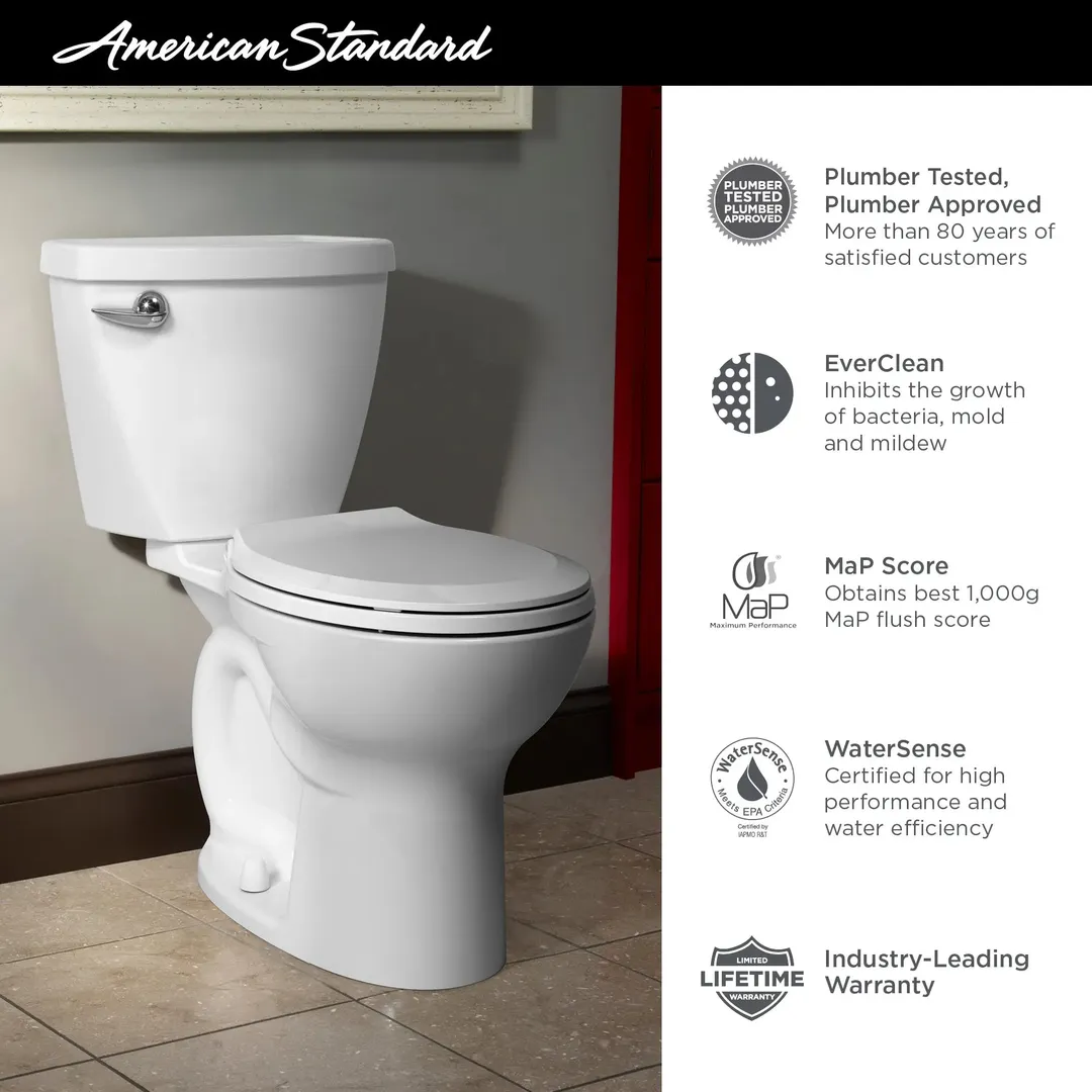 American Standard Cadet 3 White Round Chair-Height 2-Piece Toilet, 10-in Rough-In (ADA Compliant), photo 13 of 14