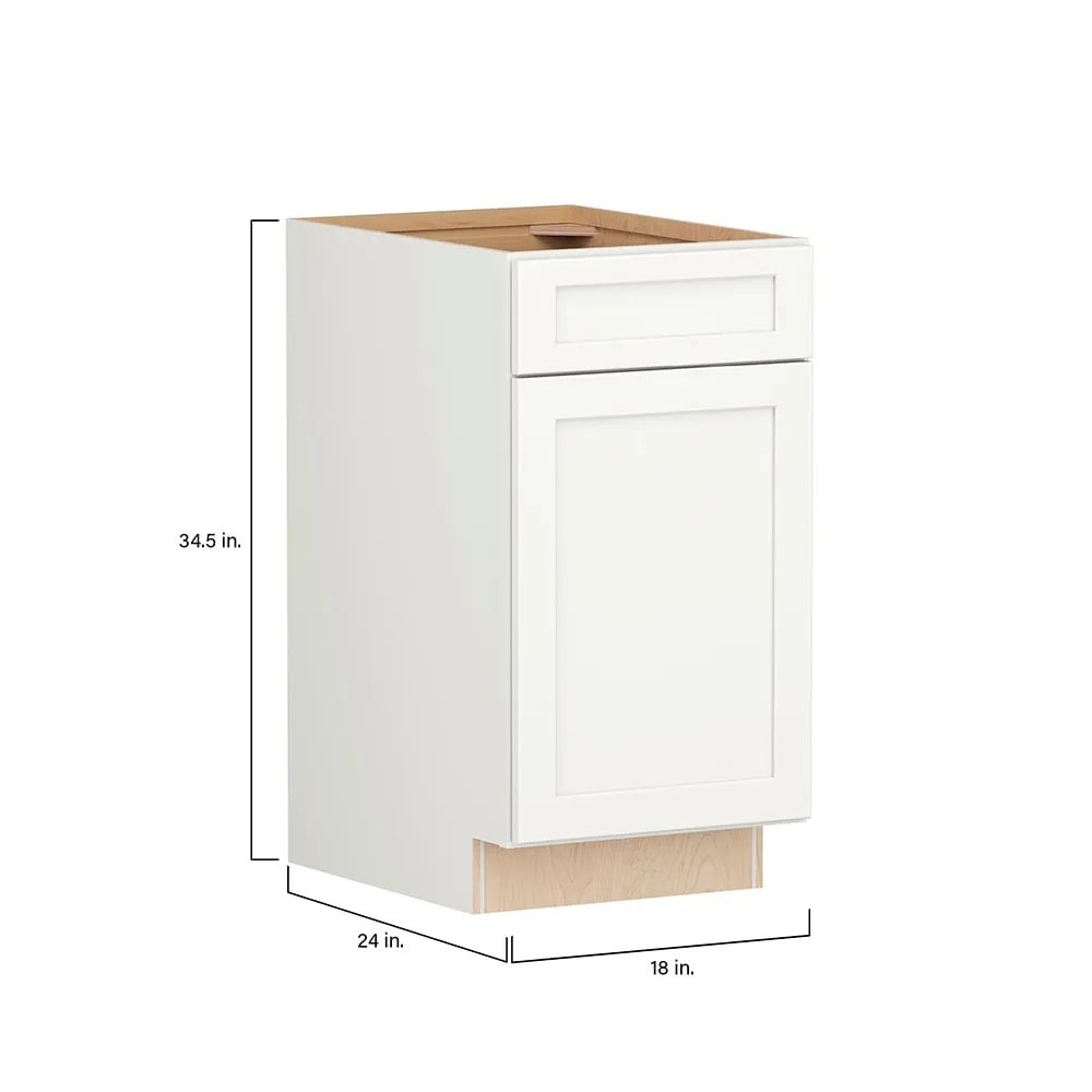 Shenandoah PRO Express Breckenridge 18-in W x 34.5-in H x 24-in D Linen Full Overlay 1-Drawer Base Fully Assembled Plywood Cabinet (Recessed Panel Shaker Style), photo 4 of 13
