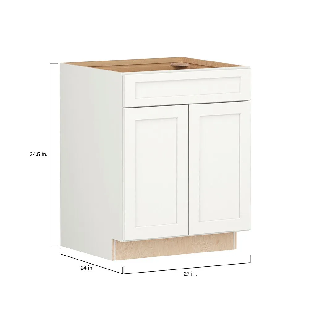 Shenandoah PRO Express Breckenridge 27-in W x 34.5-in H x 24-in D Linen Full Overlay Maple 1-Drawer Base Fully Assembled Plywood Cabinet (Recessed Panel Shaker Style), photo 4 of 13