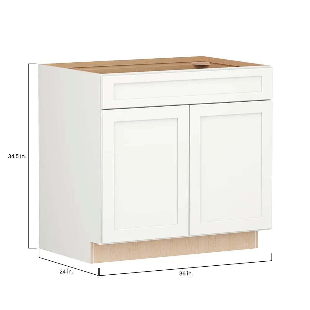 Shenandoah PRO Express Breckenridge 36-in W x 34.5-in H x 24-in D Linen Full Overlay 1-Drawer Base Fully Assembled Plywood Cabinet (Recessed Panel Shaker Style), photo 4 of 13