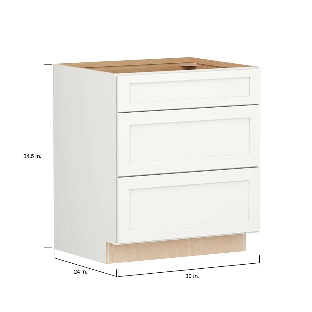 Shenandoah PRO Express Breckenridge 30-in W x 34.5-in H x 24-in D Linen Full Overlay Maple 3-Drawer Base Fully Assembled Plywood Cabinet (Recessed Panel Style), photo 4 of 13