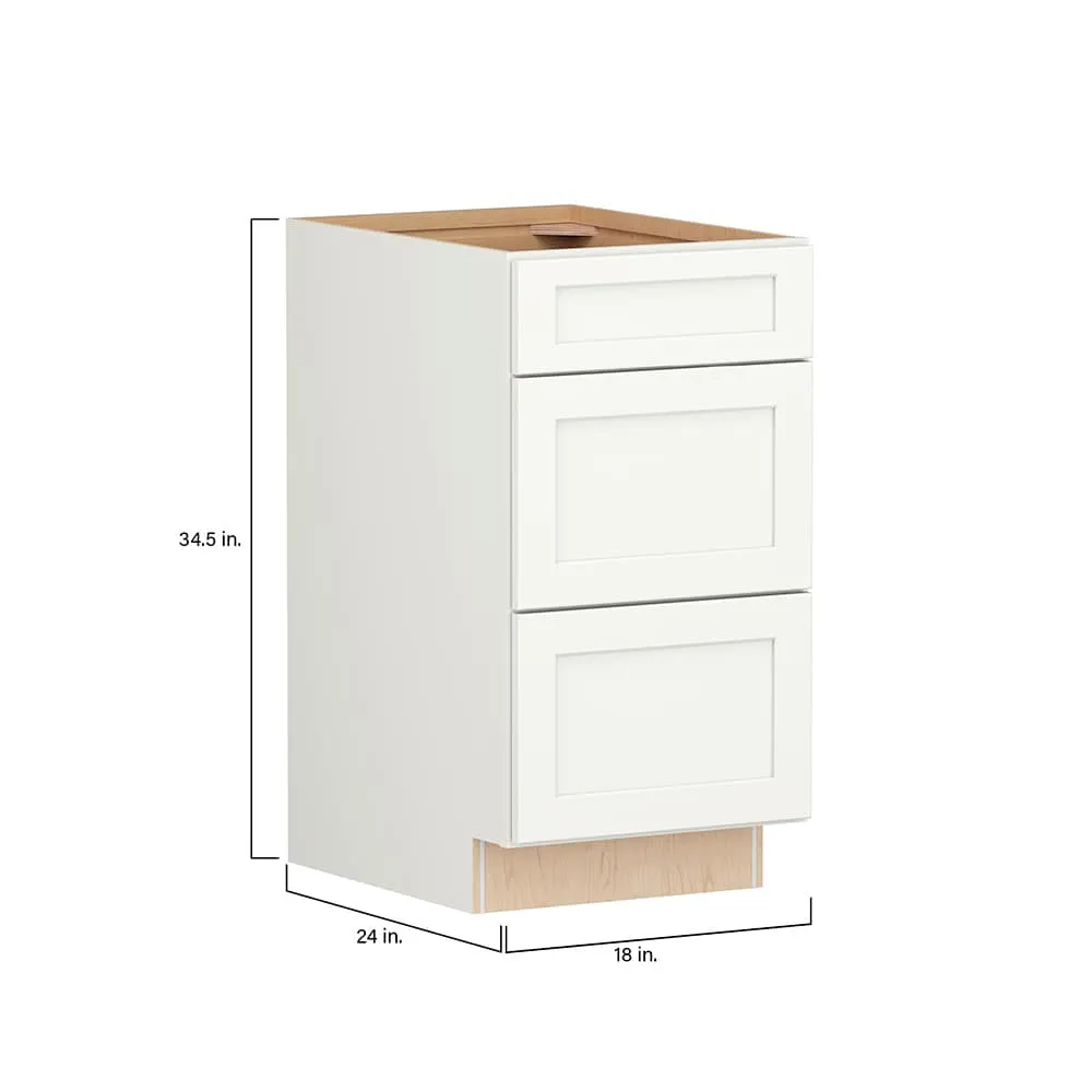 Shenandoah PRO Express Breckenridge 18-in W x 34.5-in H x 24-in D Linen Full Overlay 3-Drawer Base Fully Assembled Plywood Cabinet, photo 4 of 13