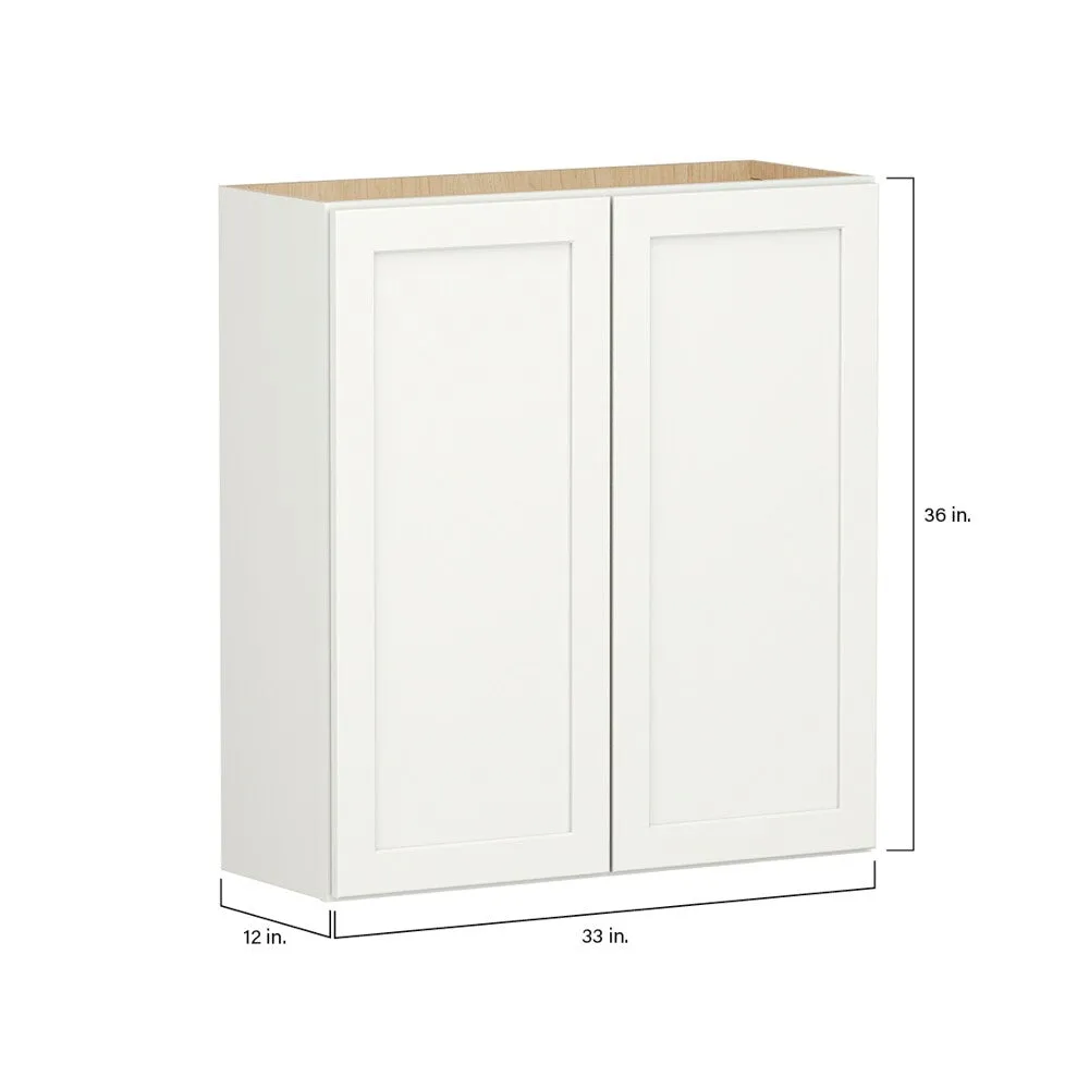 Shenandoah PRO Express Breckenridge 33-in W x 36.125-in H x 12-in D Linen Full Overlay Wall Fully Assembled Plywood Cabinet (Recessed Panel Shaker Door Style), photo 4 of 13