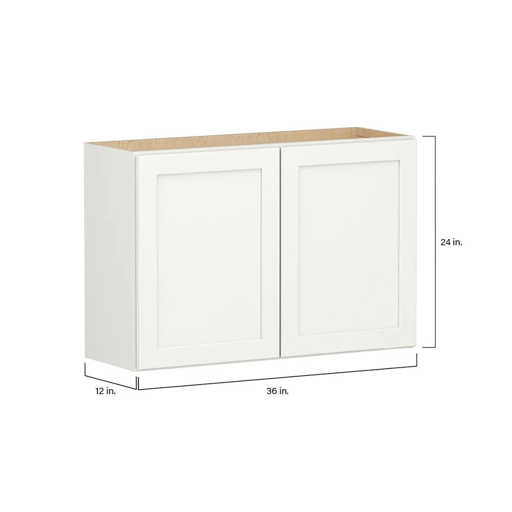 Shenandoah PRO Express Breckenridge 36-in W x 24.5-in H x 12-in D Linen Full Overlay Wall Fully Assembled Plywood Cabinet (Recessed Panel Shaker Door Style), photo 4 of 13